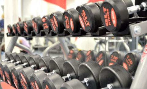 Набор из 40 гантелей GLTобрезиненных 2,5-50 кг (общий вес 1050 кг)